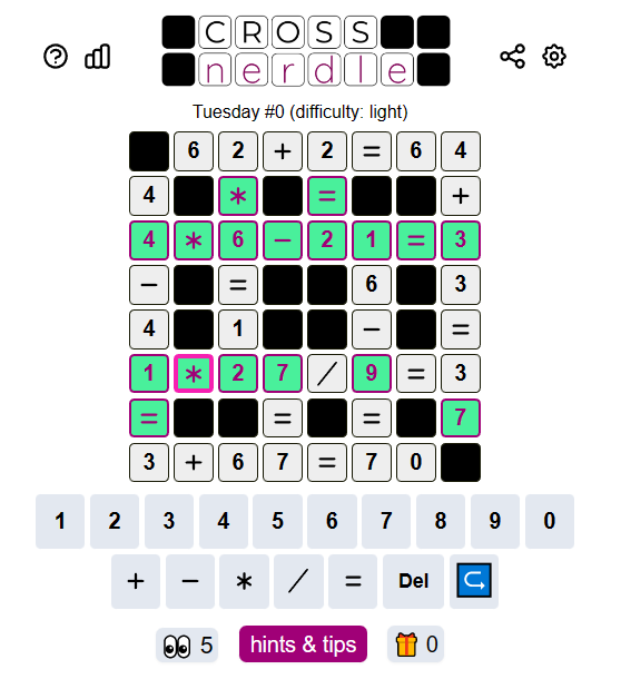 Hra Cross Nerdle